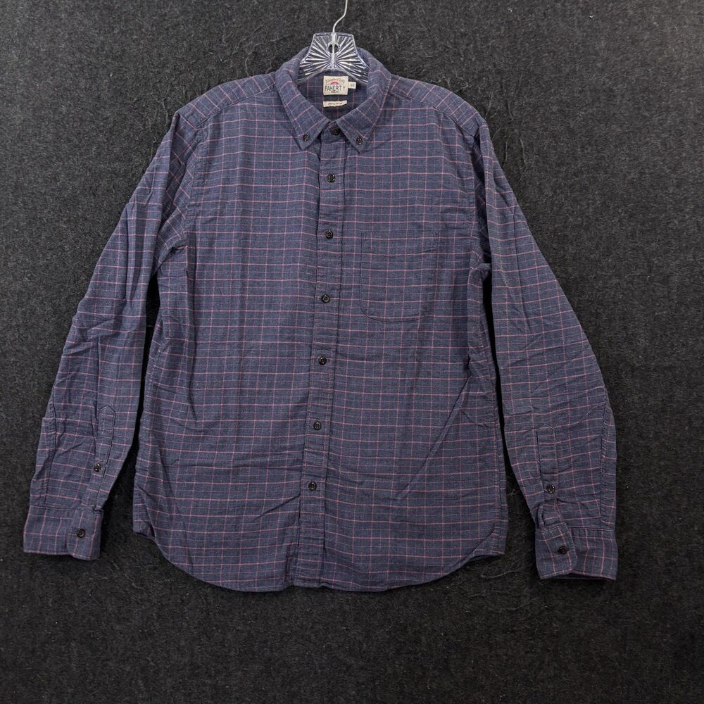 Faherty Stretch Featherweight Flannel Shirt Men's Medium Blue Plaid Organic